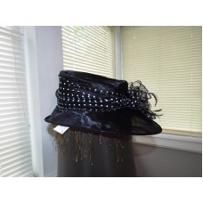 Black Summer Hat With Poke A Dot 20" Band  eb-48249720